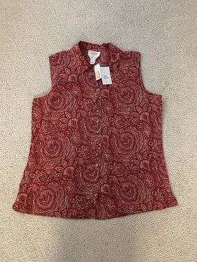 Vintage Talbots Paisley Button-Front 100% Silk Blouse, Size 16 NWT
